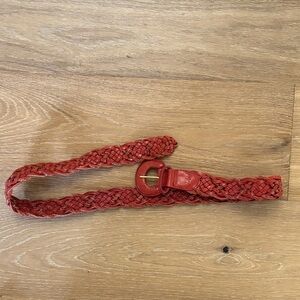 Cole Haan Woven Red Leather Women's Braided Leather Belt size small